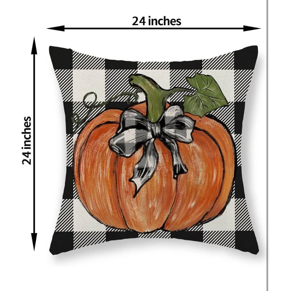 New: 2 pack zippered throw pillow‎ covers; boho pumpkin maple leaves - Picture 2 of 2